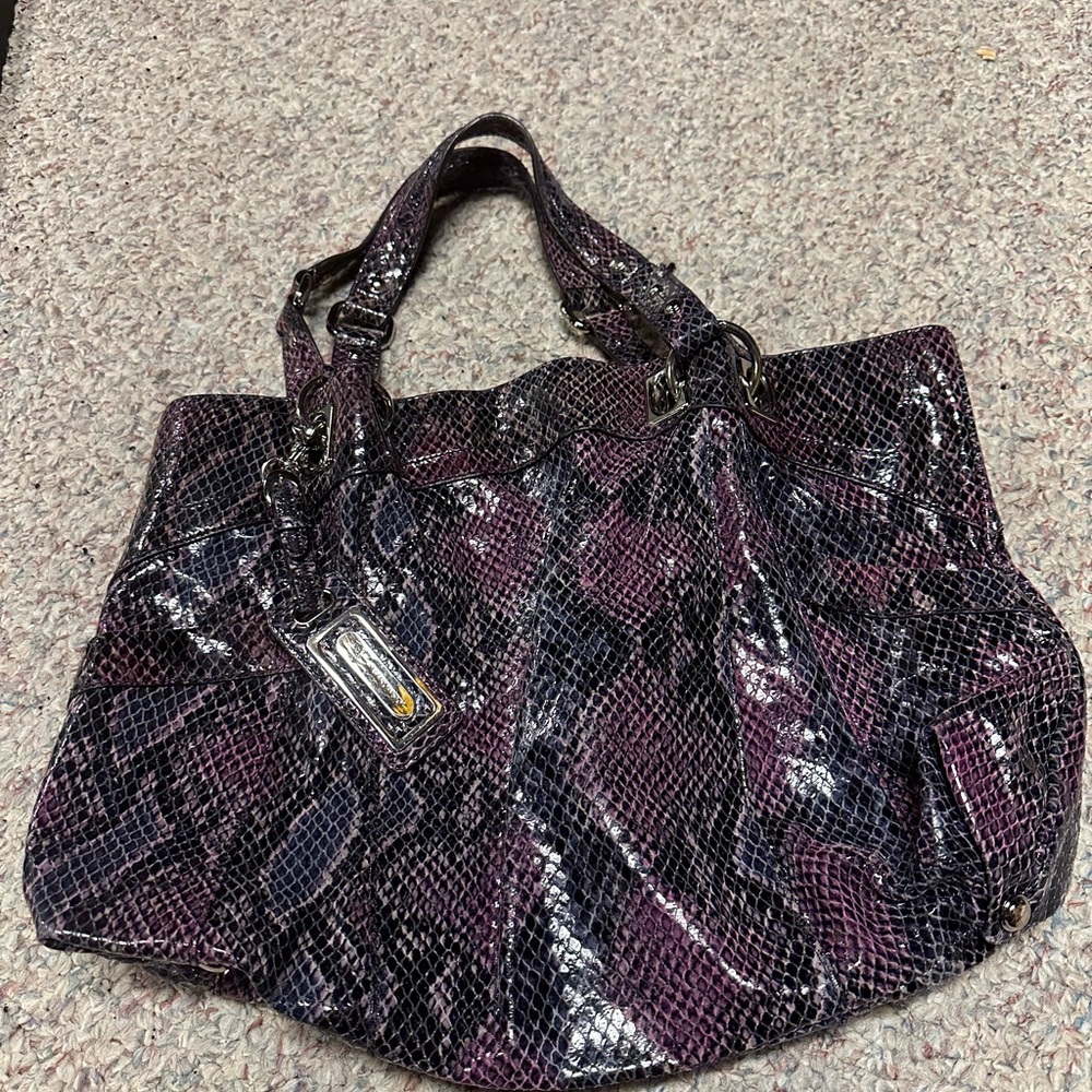 B. Makowsky Purple and Black Snakeskin Shoulder Bag